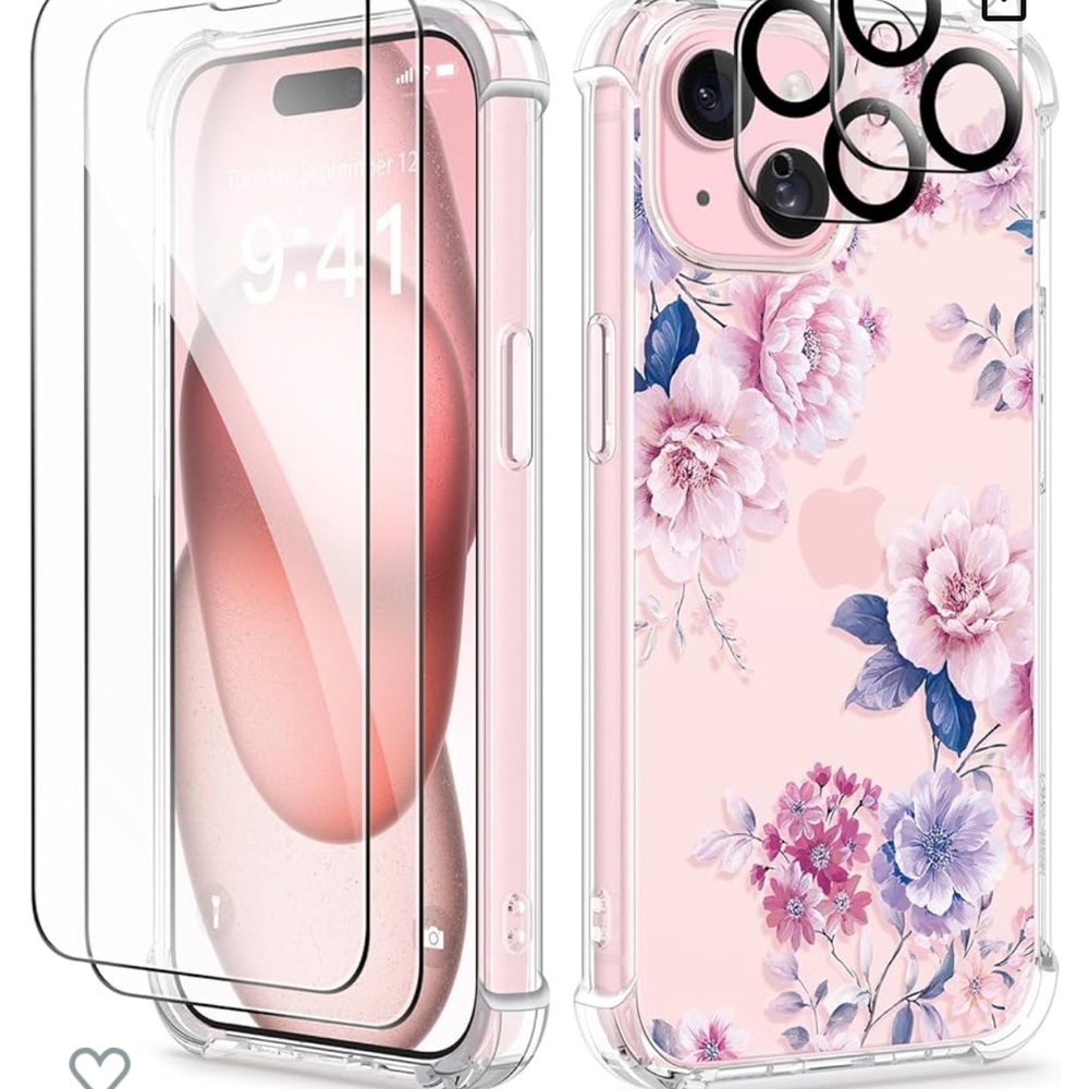 iPhone 15 GVIEWIN case Peony pink
